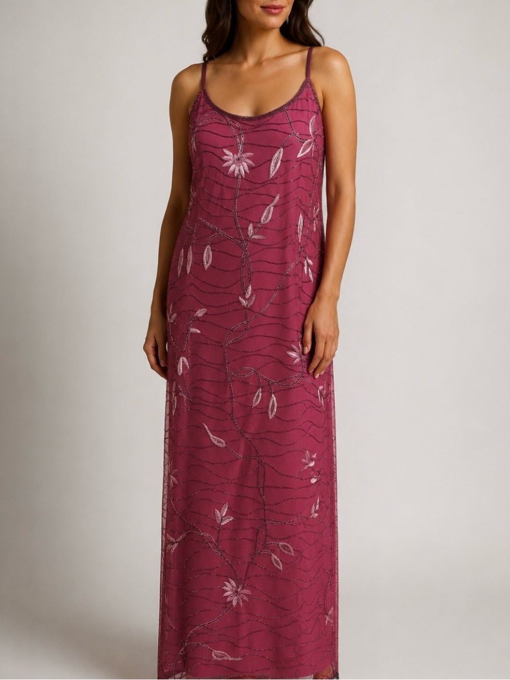 NEW with DEFECT Size 14 VINTAGE y2k Papell Boutique Beaded Whimsigoth Silk Dress